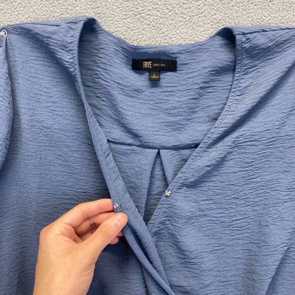 Frye Women's Size Large Blue Wrap Long Sleeve Blouse,Preppy - Picture 7 of 11